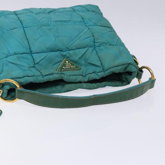 PRADA Shoulder Bag Nylon Blue Gold - Picture 7 of 12